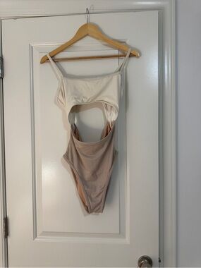 madewell colorblock cutout one piece swimsuit